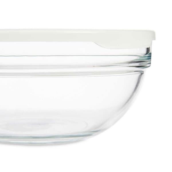 Rund matlåda med lock Pasabahce Chefs Vit 1,135 L 17,2 x 7,6 x 17,2 cm (4 antal)