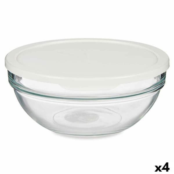Rund matlåda med lock Pasabahce Chefs Vit 1,135 L 17,2 x 7,6 x 17,2 cm (4 antal)