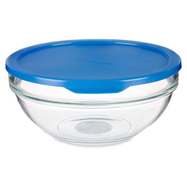 Rund matlåda med lock Pasabahce Chefs Blå 1,135 L 17,2 x 7,6 x 17,2 cm (4 antal)