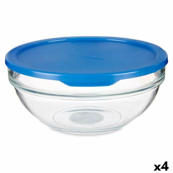 Rund matlåda med lock Pasabahce Chefs Blå 1,135 L 17,2 x 7,6 x 17,2 cm (4 antal)