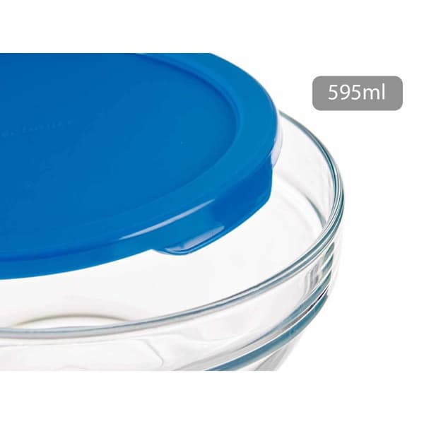 Rund matlåda med lock Pasabahce Chefs Blå 595 ml 14 x 6,3 x 14 cm (6 antal)