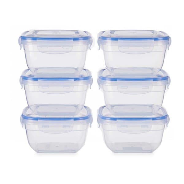 Lunchlådor, set Leknes 30103 Blå Transparent Plast 900 ml 14,5 x 8,5 x 14,5 cm Hermetisk (8 antal)