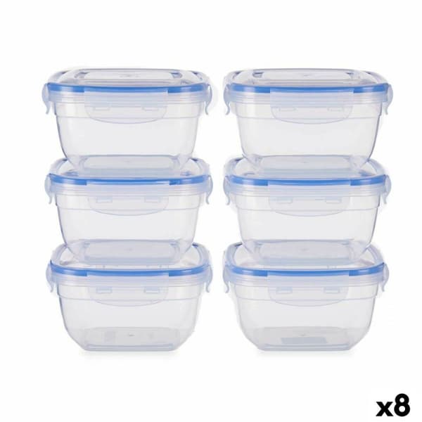 Lunchlådor, set Leknes 30103 Blå Transparent Plast 900 ml 14,5 x 8,5 x 14,5 cm Hermetisk (8 antal)