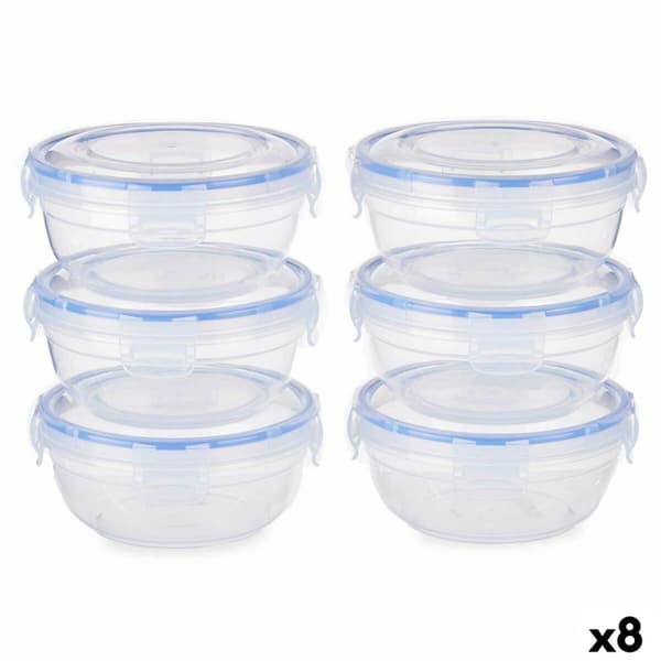 Lunchlådor, set Leknes 30502 Blå Transparent Plast 800 ml 15,5 x 7,5 x 15,5 cm Hermetisk (8 antal)
