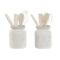 Miniatyrbild 1 av 3: Burk DKD Home Decor Grön Multicolour Lila Metall Trä MDF 12 x 12 x 25 cm (2 antal)