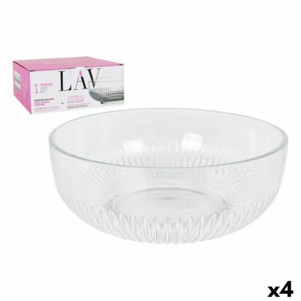 Salladsskål LAV CP112-1 Transparent Glas 23 x 23 x 10 cm (4 antal) (2600 cc) (ø 23 x 9,4 cm)
