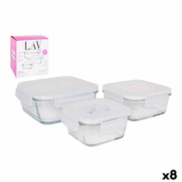 Lunchlådor, set 3 LAV Glas (8 antal) (3 pcs)