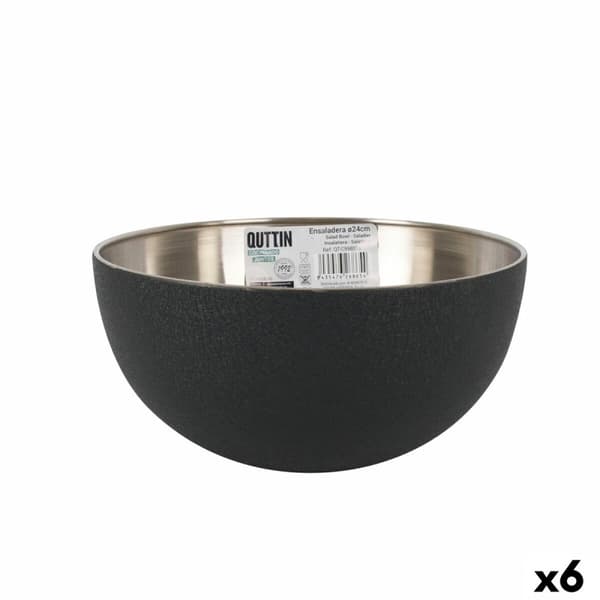 Salladsskål Quttin   Svart Silvrig Stål 24 x 12 cm (6 antal)