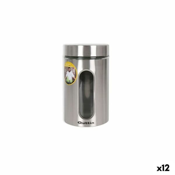 Burk Quttin Transparent Silvrig Glas Stål 1 L 10 x 10 x 17,5 cm (12 antal)