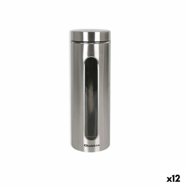 Burk Quttin Transparent Silvrig Glas Stål 2,2 L 10 x 10 x 30,5 cm (12 antal)