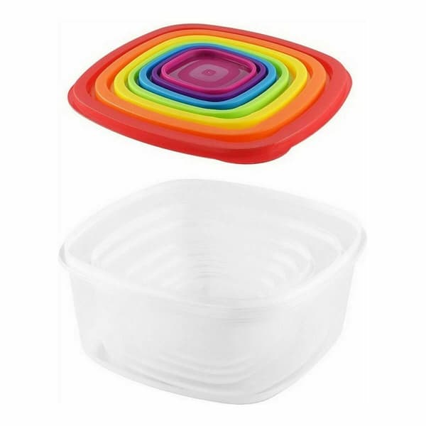 Lunchlådor, set Privilege Multicolour Stapelbara Fyrkantig 7 Delar (12 antal)