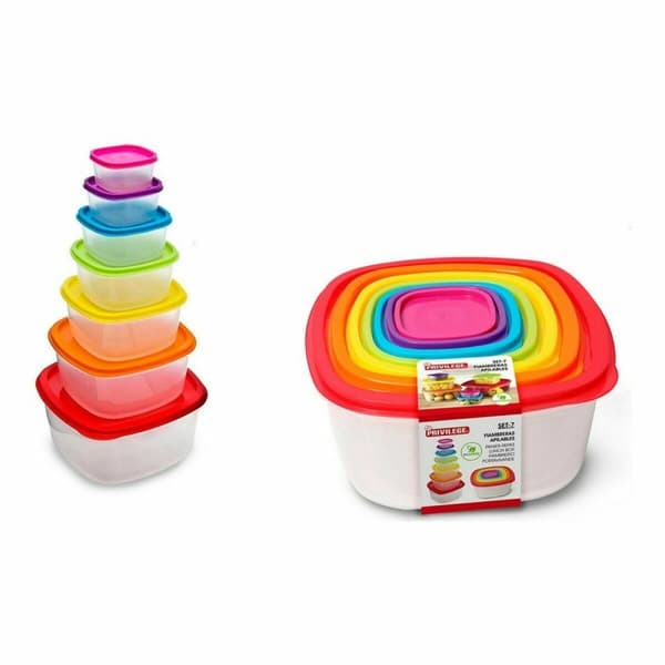 Lunchlådor, set Privilege Multicolour Stapelbara Fyrkantig 7 Delar (12 antal)