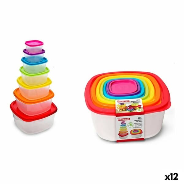 Lunchlådor, set Privilege Multicolour Stapelbara Fyrkantig 7 Delar (12 antal)