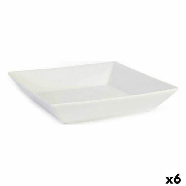 Salladsskål La Mediterránea Elite Vit Keramik 21 x 21 x 4,5 cm (6 antal) (21 x 21 x 4,5 cm)