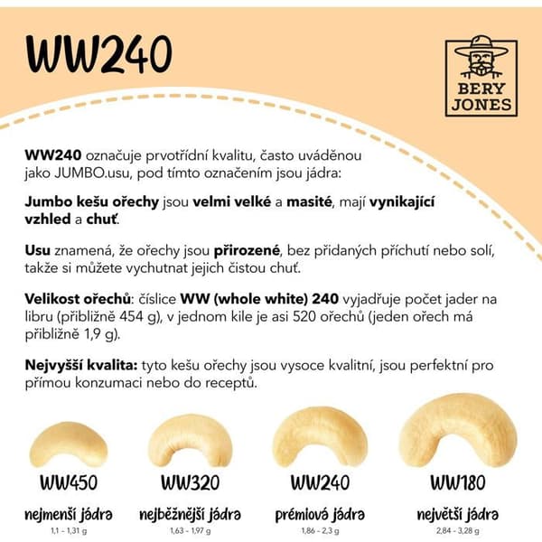 Bery Jones Naturala cashew nötter WW240 1kg