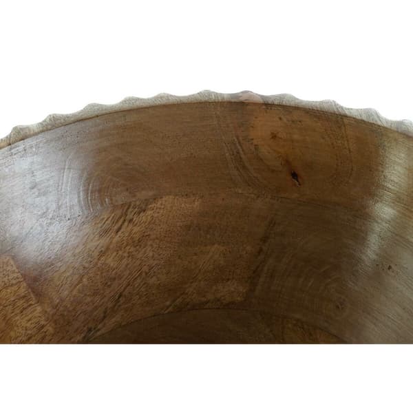 Salladsskål DKD Home Decor Vit Naturell Mangoträ 30 x 30 x 12 cm