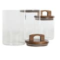 Miniatyrbild 2 av 4: Uppsättning med 3 Burkar Home ESPRIT Brun Transparent Akaciaträ Borosilikatglas 650 ml 900 ml 1 L 3 Delar