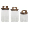 Miniatyrbild 1 av 4: Uppsättning med 3 Burkar Home ESPRIT Brun Transparent Akaciaträ Borosilikatglas 650 ml 900 ml 1 L 3 Delar
