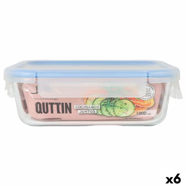 Hermetisk matlåda Quttin Boho Transparent Rektangulär 1 L (6 antal)