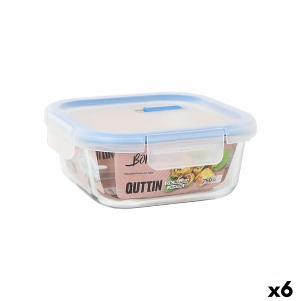 Hermetisk matlåda Quttin Boho Transparent 750 ml (6 antal)