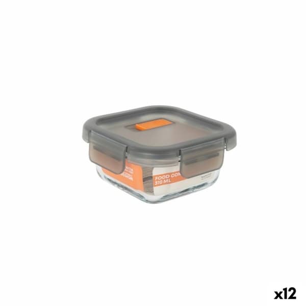Hermetisk matlåda MasterChef Grå Transparent Fyrkantig 310 ml (12 antal)
