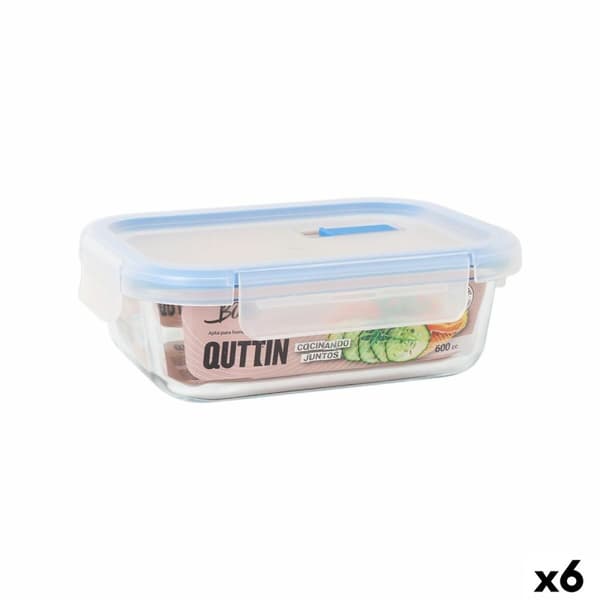 Hermetisk matlåda Quttin Boho Transparent Rektangulär 600 ml (6 antal)