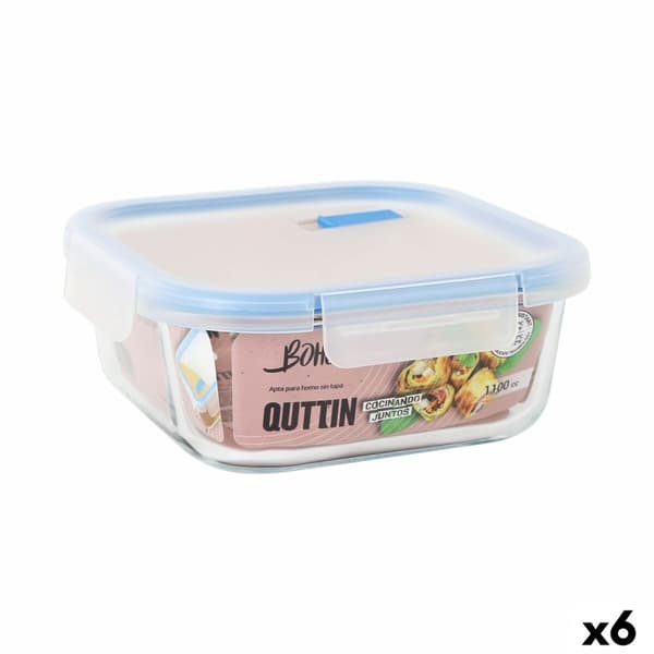Hermetisk matlåda Quttin Boho Transparent 1,1 L (6 antal)