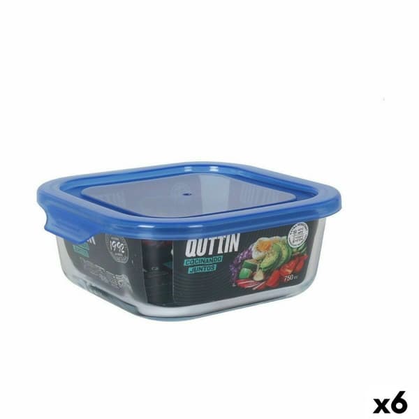Hermetisk matlåda Quttin Blå Transparent 750 ml (6 antal)