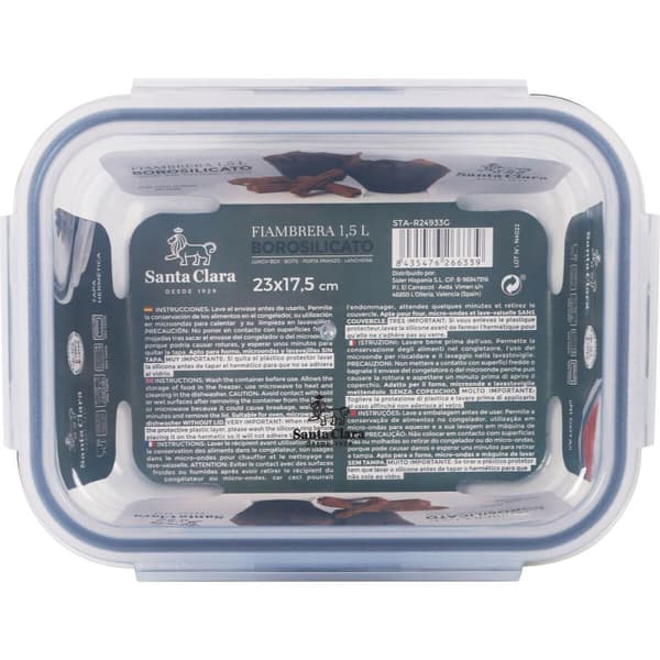 Hermetisk matlåda Santa Clara Transparent Rektangulär 1,5 L (6 antal)