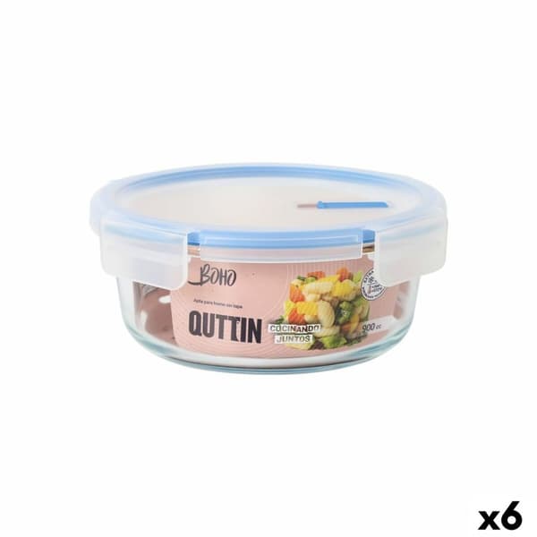 Hermetisk matlåda Quttin Boho Transparent 0,9 l (6 antal)