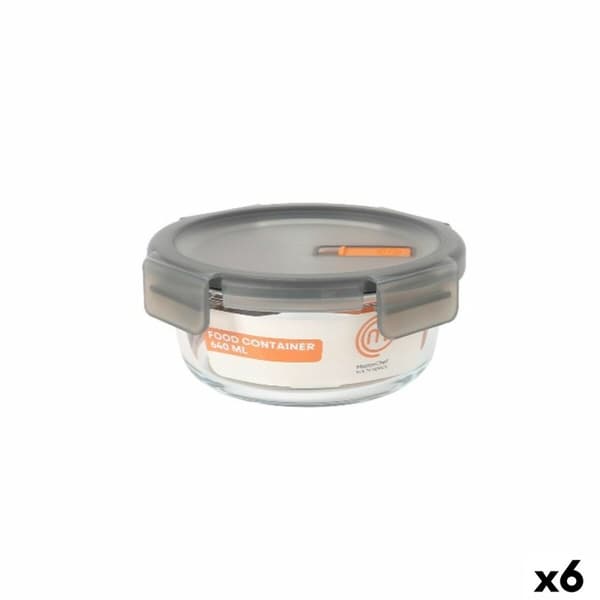 Hermetisk matlåda MasterChef Grå Transparent Rund 640 ml (6 antal)