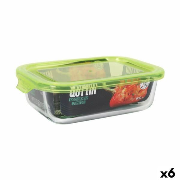 Hermetisk matlåda Quttin Grön Transparent Rektangulär 0,6 L (6 antal)