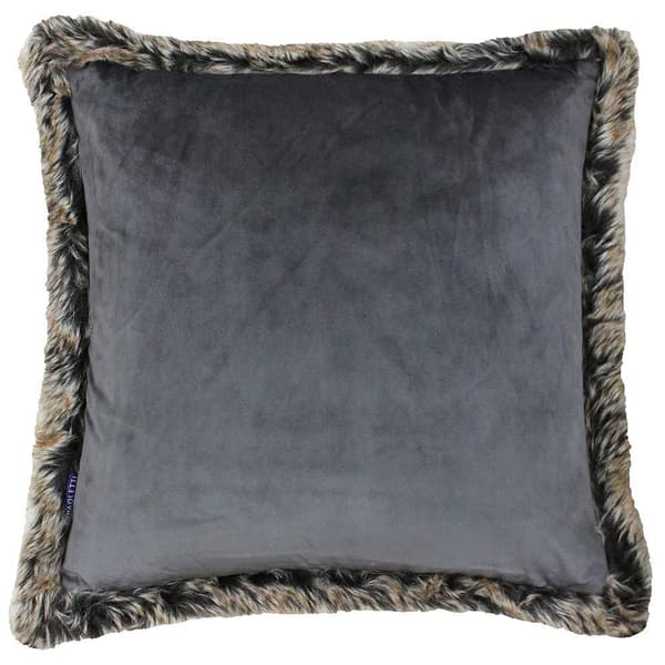 Riva Paoletti Kiruna Faux Fur Edged Square pudebetræk Smokey Grey 45 x 45cm