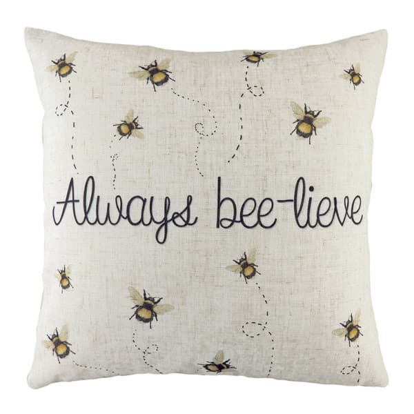 Evans Lichfield Bee-Lieve Cushion Cover White/Black/Yellow One Size