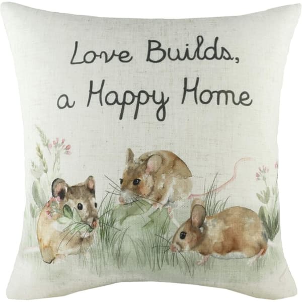 Evans Lichfield Hedgerow Mice Cushion Cover Green/Natural/Brown One Size