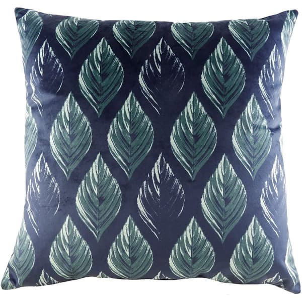 Evans Lichfield Eden Leaves Cushion Cover Navy/Green One Size