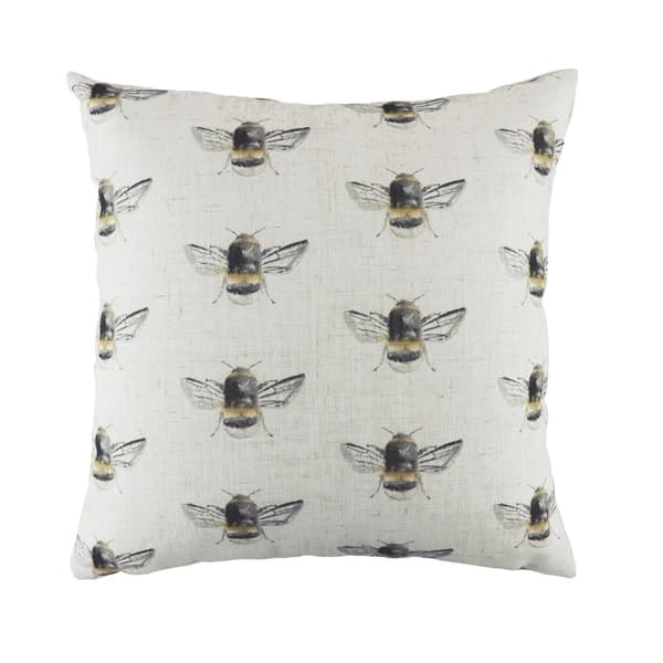 Evans Lichfield Bee Happy Repeat Print Cushion Cover Off White/Black/Yellow One Size