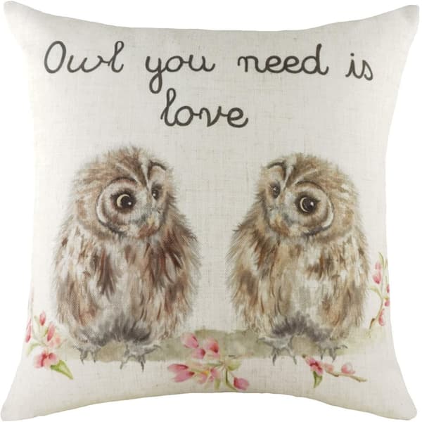 Evans Lichfield Hedgerow Owl kuddfodral Off White/Brown/Pink One Size