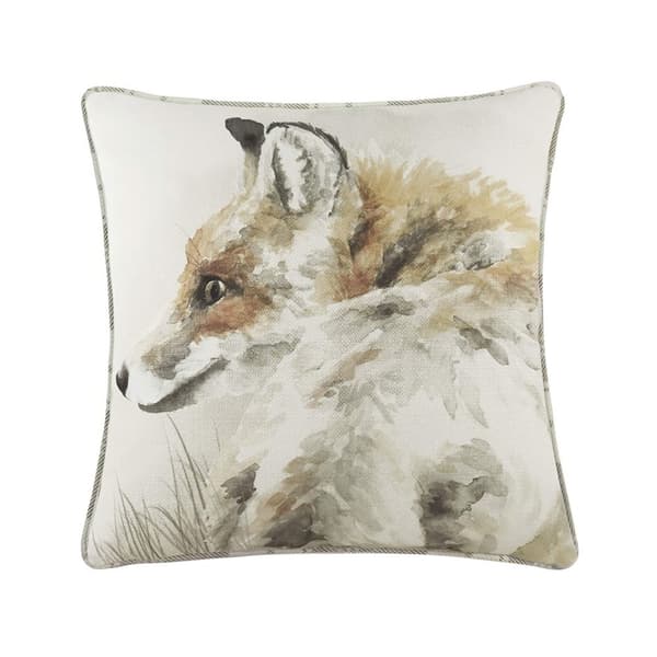 Evans Lichfield Watercolour Fox Cushion Cover Off White/Brown/Orange One Size