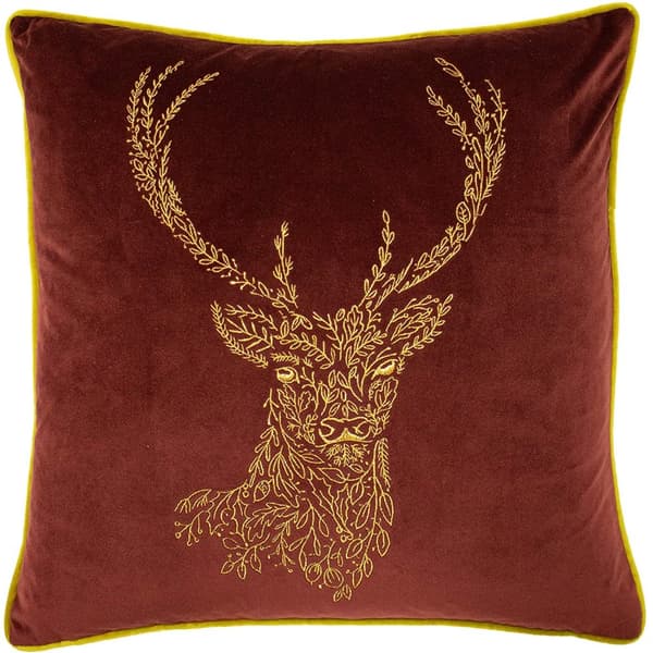 Furn Forest Stag Cushion Cover Burgundy/Gold One Size