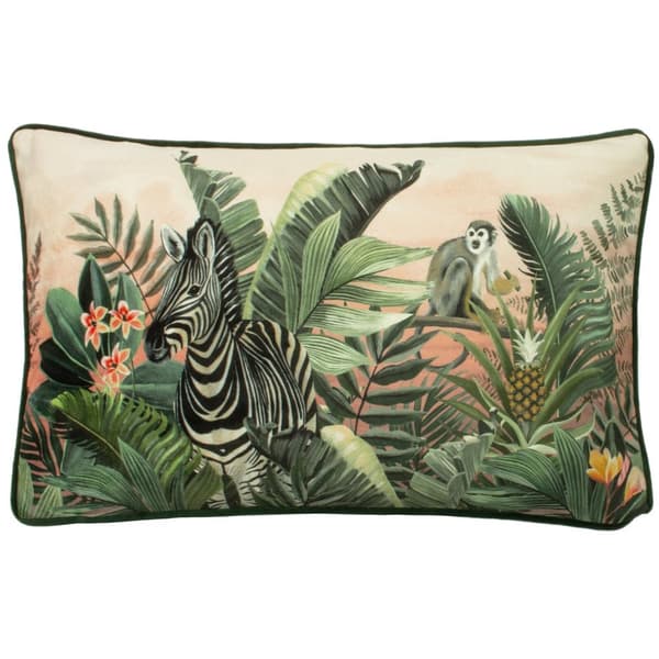 Evans Lichfield Manyara Zebra Cushion Cover Green 30cm x 50cm
