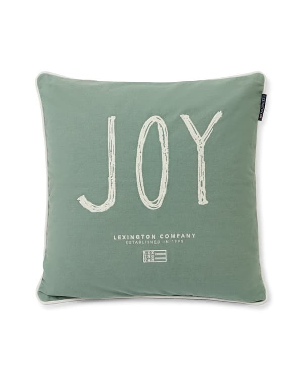 Lexington Joy Organic Cotton Canvas Kuddfodral Light Green / White 50x50