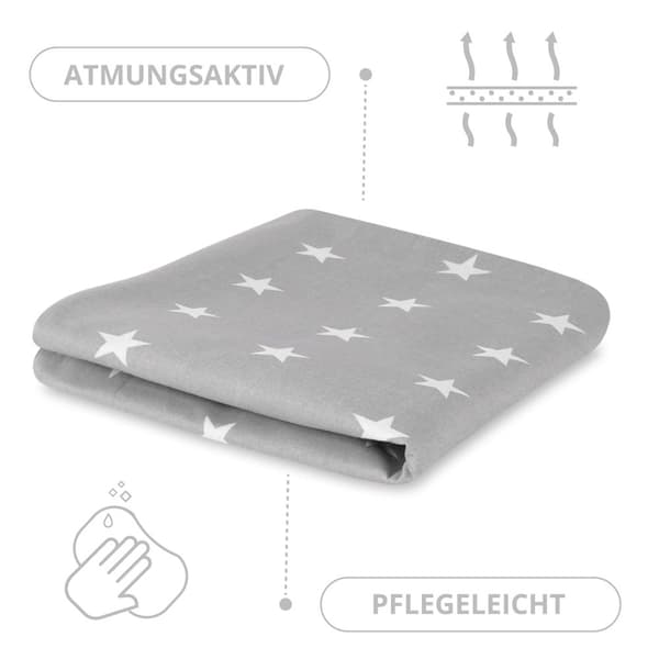 Side sleeper kuddfodral bomull 40 x 145 cm - Kuddfodral för avlång bomullskudde Vita stjärnor på grått