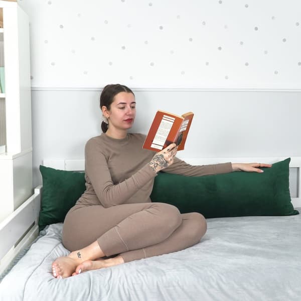 Side sleeper kuddfodral Sammet 40 x 145 cm - Kuddfodral för avlång kudde mörkgrön
