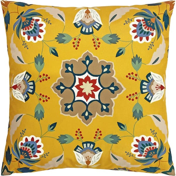 Furn Folk Floral Outdoor Cushion Cover Ochre Yellow One Size