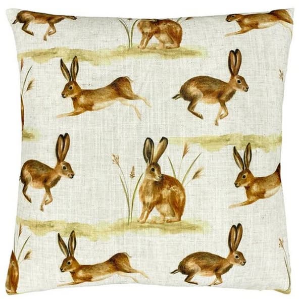 Evans Lichfield Country Hare Cushion Cover Cream/Brown One Size