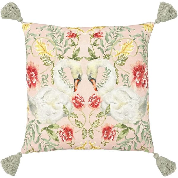 Evans Lichfield Heritage Tassel Swan Cushion Cover Peach/Green/Red One Size