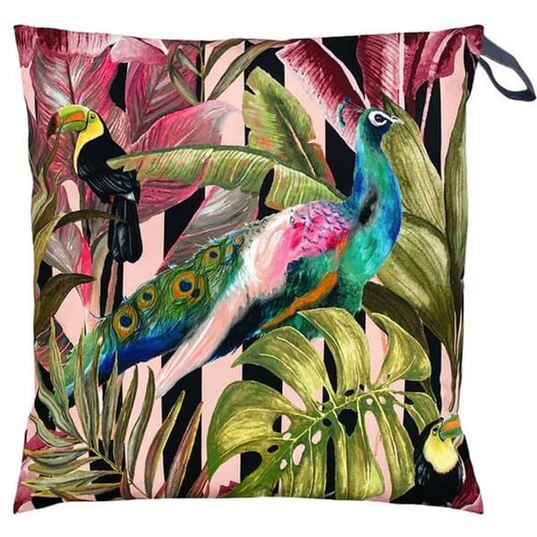 Evans Lichfield Toucan And Peacock Outdoor Cushion Cover Multicoloured 70cm x 70cm
