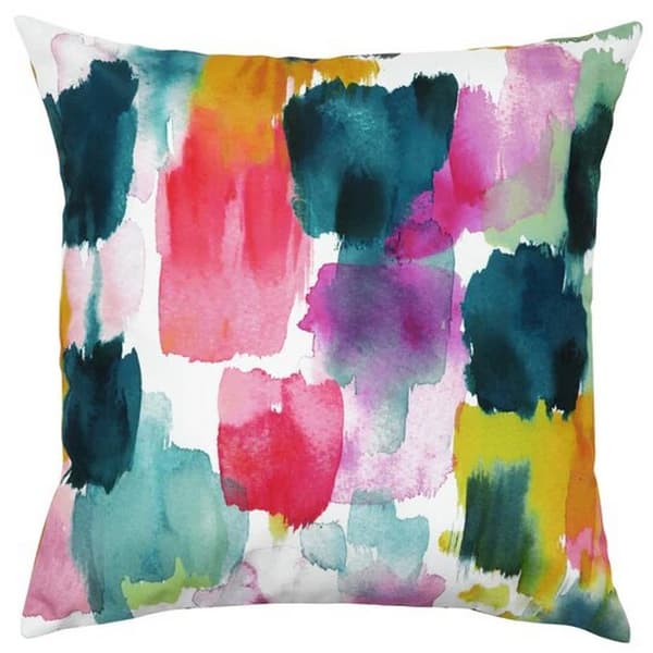 Evans Lichfield Watercolour Outdoor Cushion Cover Ochre Yellow One Size