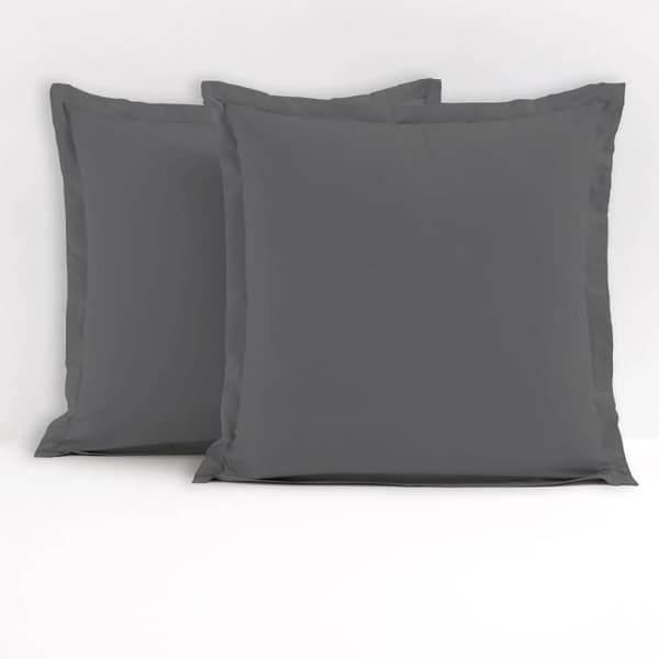 Set med 2 fyrkantiga örngott 100% bomull - Mörkgrå - 63x63 cm